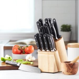 Amazon Basics Juego de Cuchillos de Cocina y Soporte