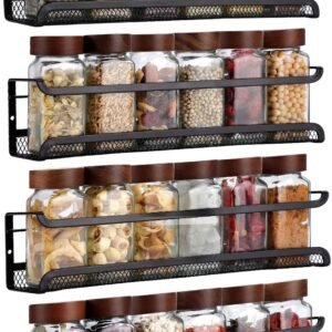 Organizador de Especias 4 Piezas Negro con Base de Malla