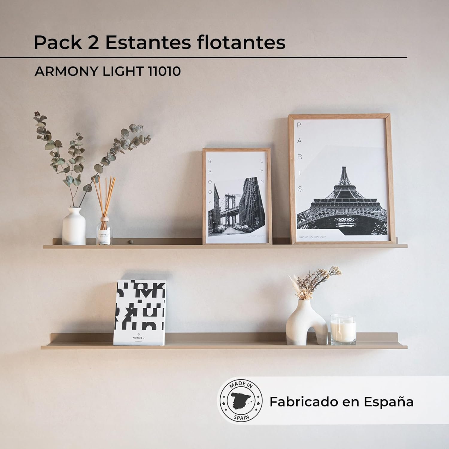 Estantería Pared Flotante en Metal Beige Arena