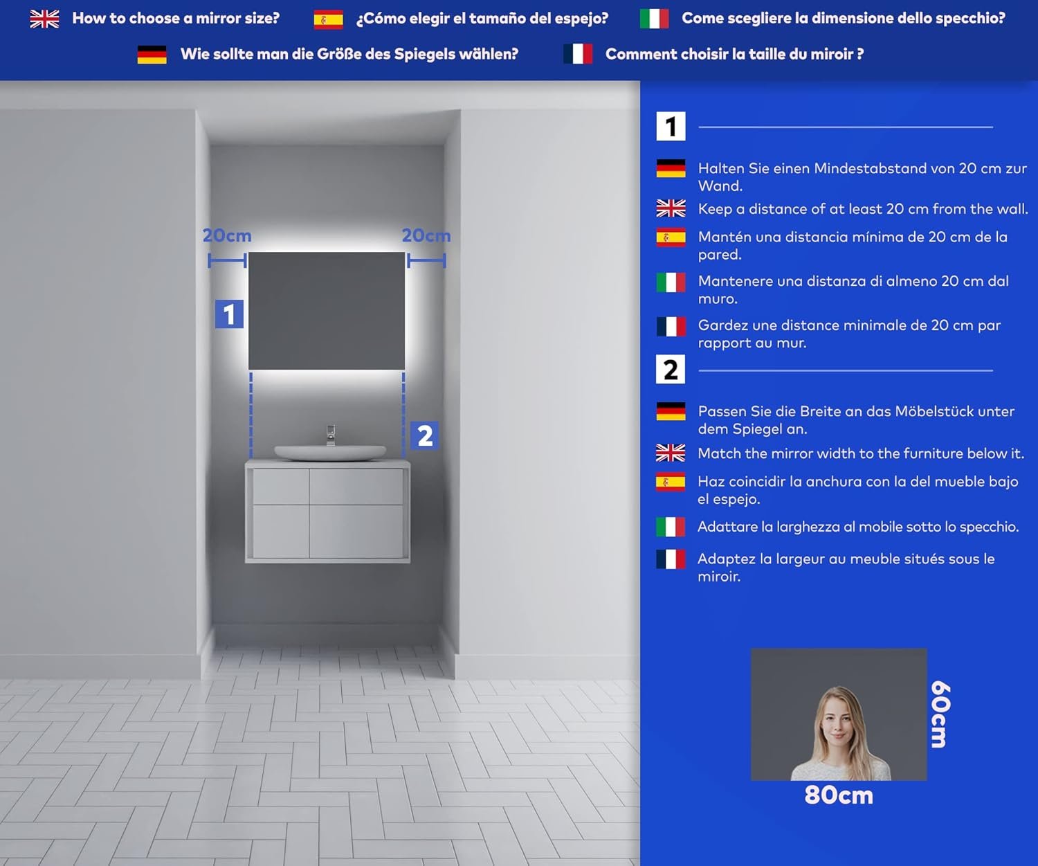 Espejo Baño LED Antivaho