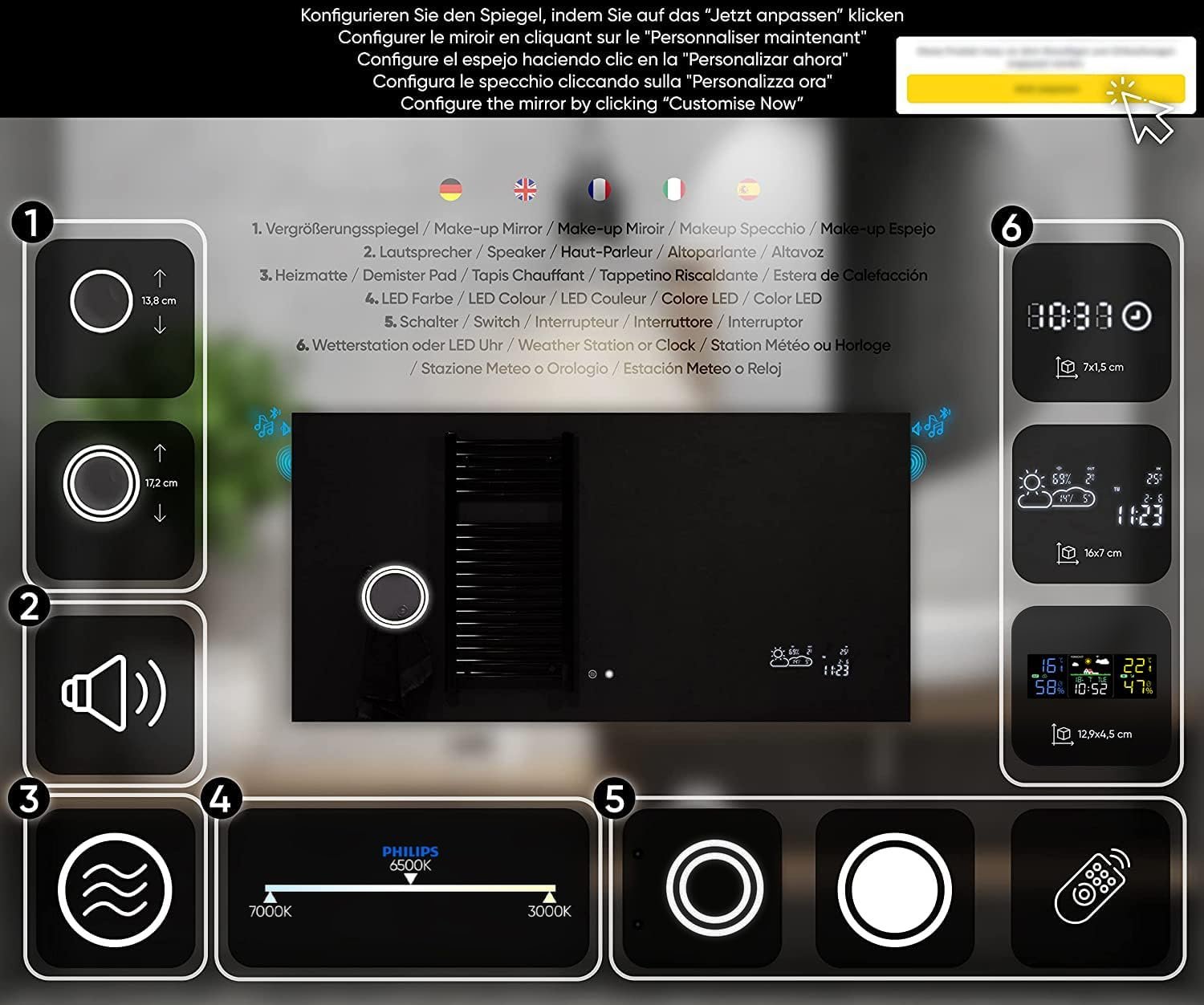 Espejo Baño LED Antivaho